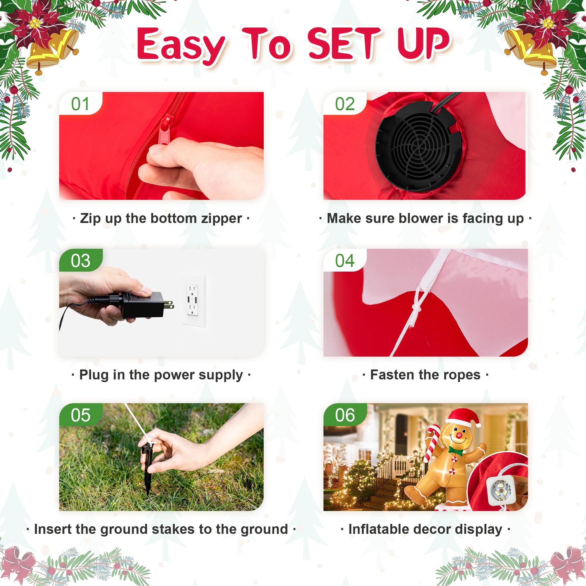 Glitzhome® 6ft. Lighted Inflatable Rotating Gingerbread Man Décor